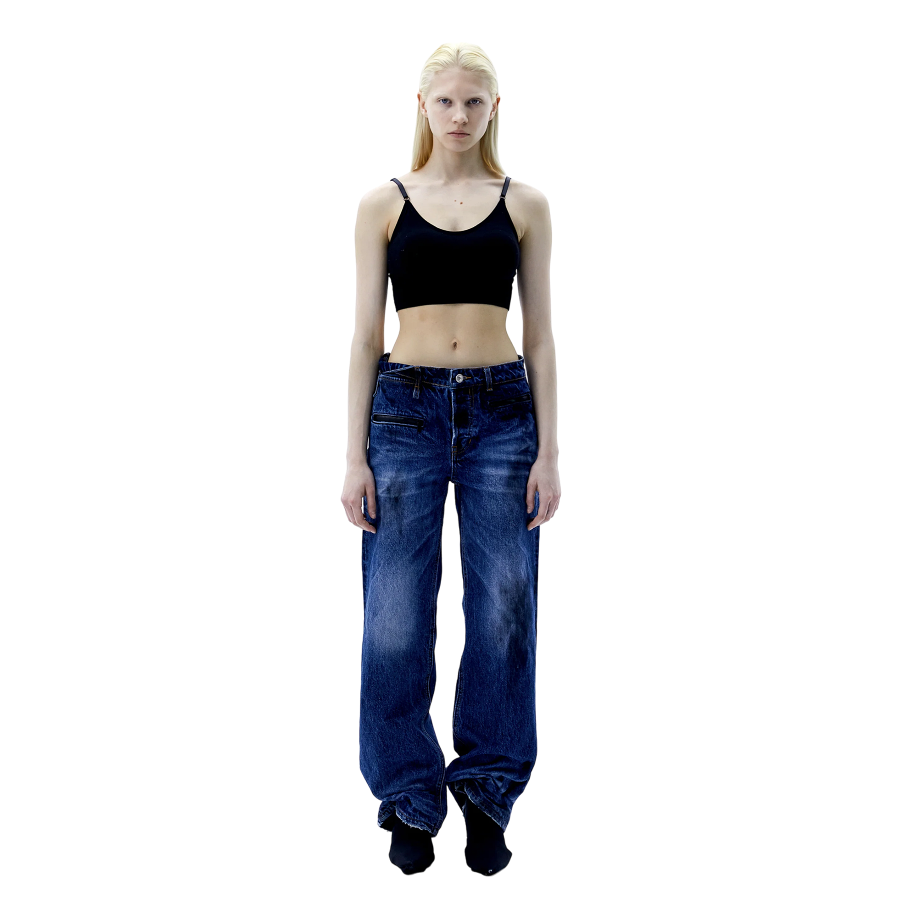 Ariella) Dirty Denim Pants — Blue – L'Oeuvre