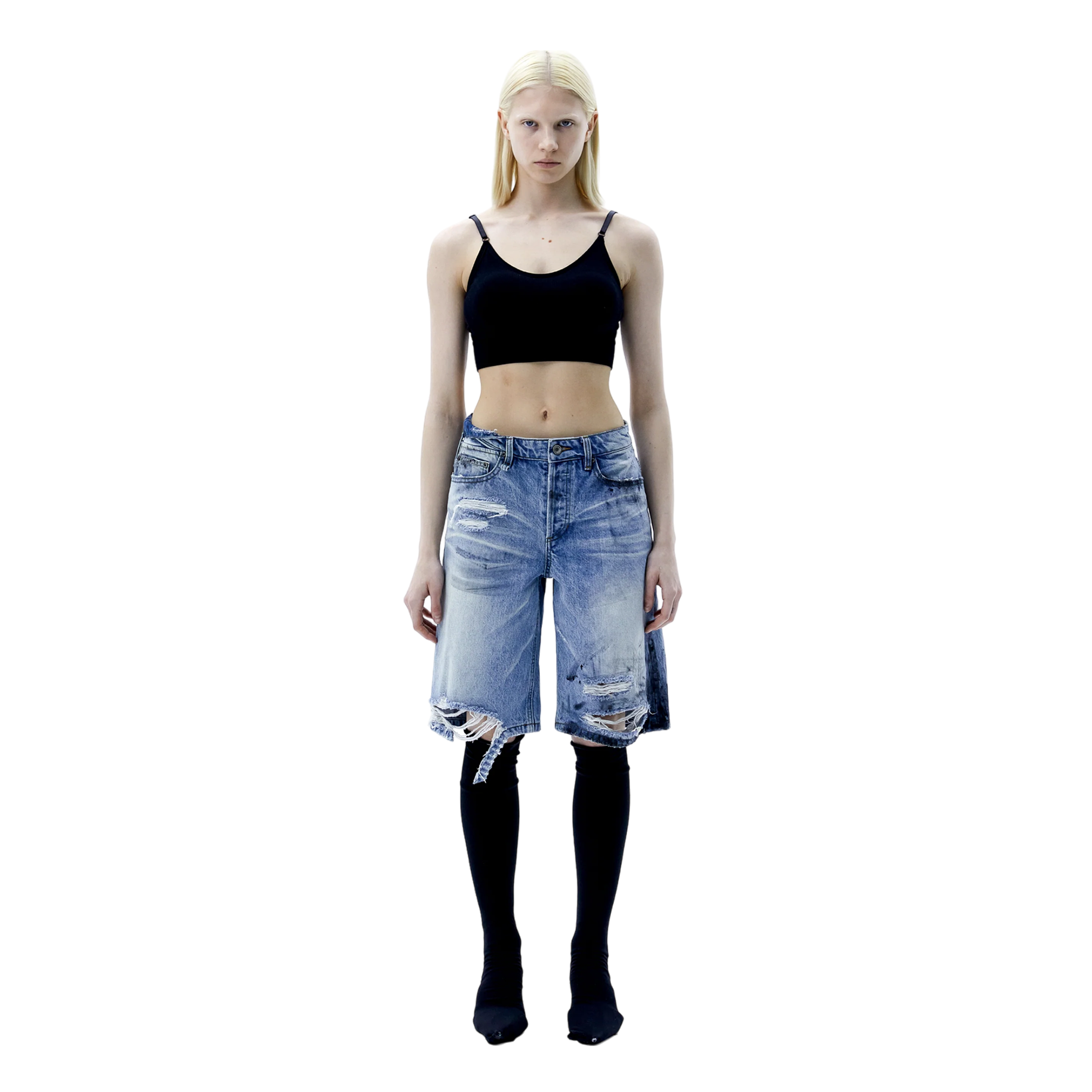 Ariella) Dirty Denim Shorts — Light Blue – L'Oeuvre