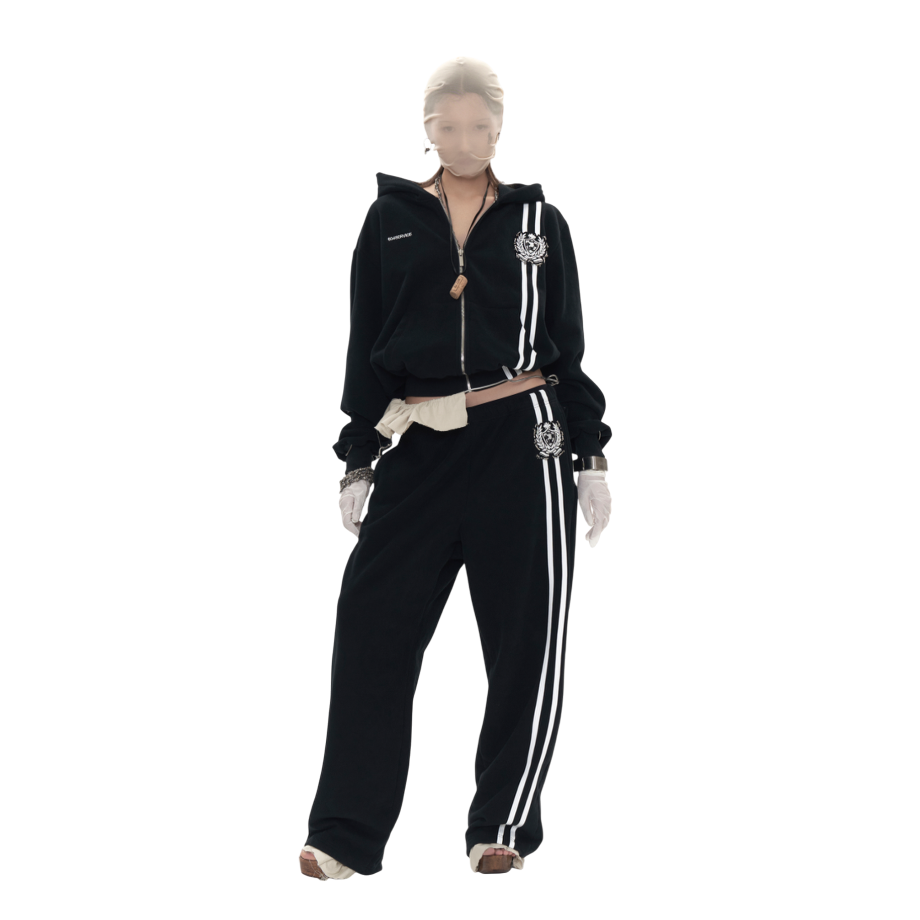 Beaded School Logo Track Pants in Black – L'Oeuvre