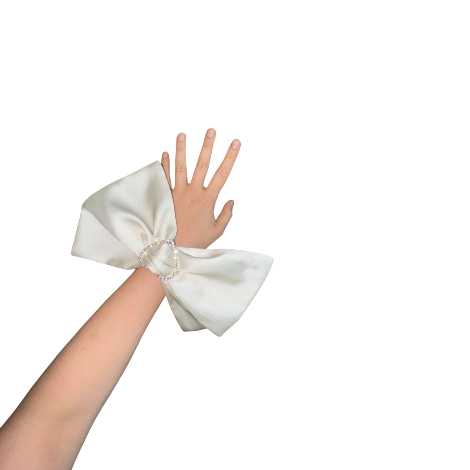 ☆GLOWNY☆ BOW SCRUNCHIE WHITE MELANGE BOW SCRUNCHIE (WHITE) - GLOWNY