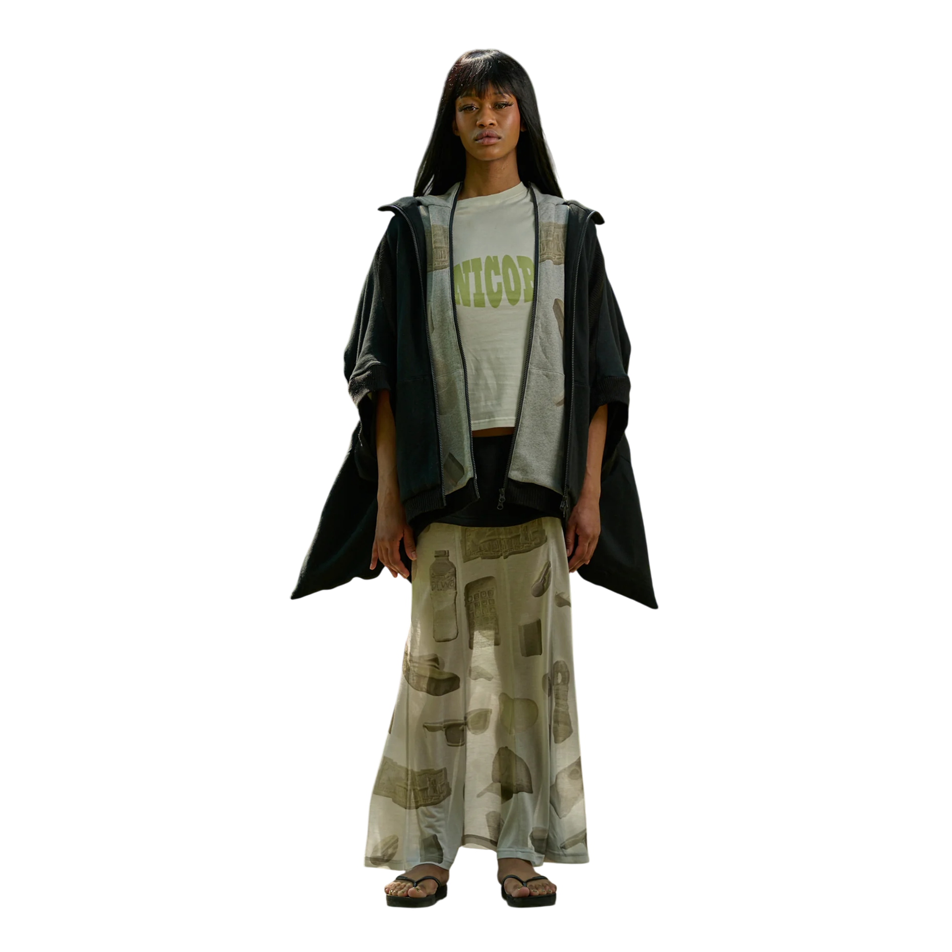 a*様 CHARCOAL CAPE HOODIE Black Cape Hoodie – L'Oeuvre