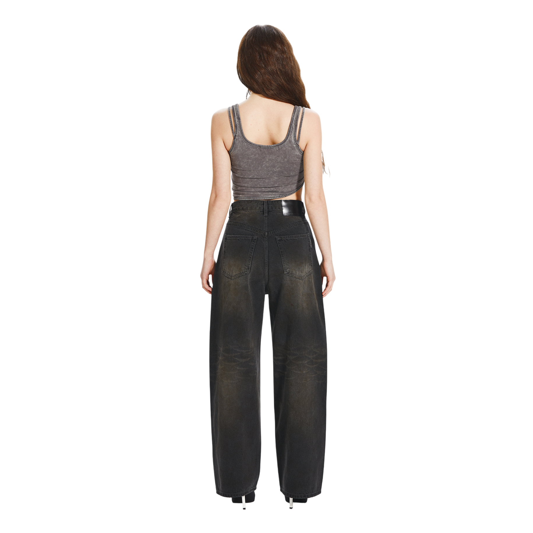 Dirty Baggy Jeans in Black – L