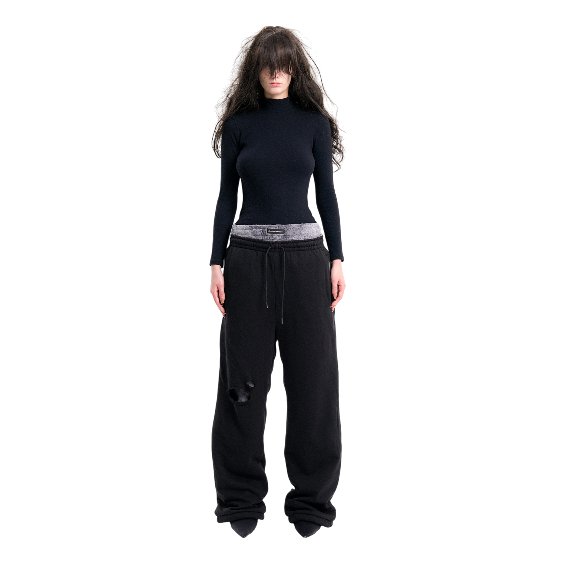 Emma) Double Layered Pants in Black – L