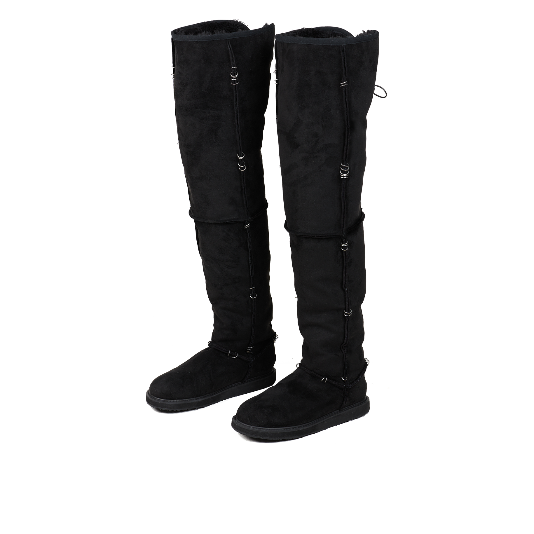 【604SERVICE】 PIERCED THIGH-HIGH SUEDE SHEARLING BOOTS PiercedThigh-