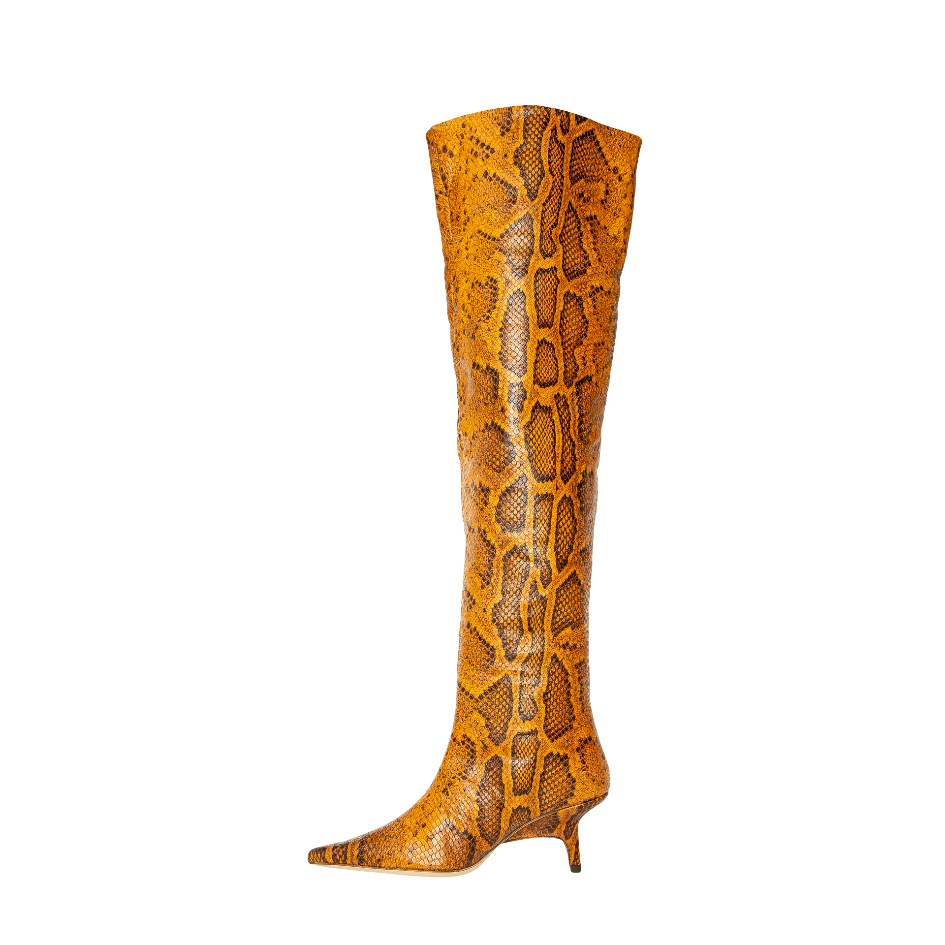 Rejina Pyo Ashley Boot in Leather Python Effect Orange L Oeuvre