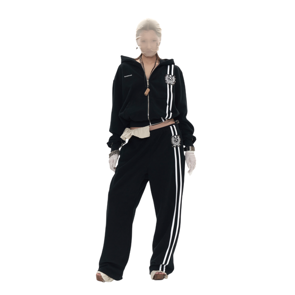 Beaded School Logo Track Pants in Black – L'Oeuvre