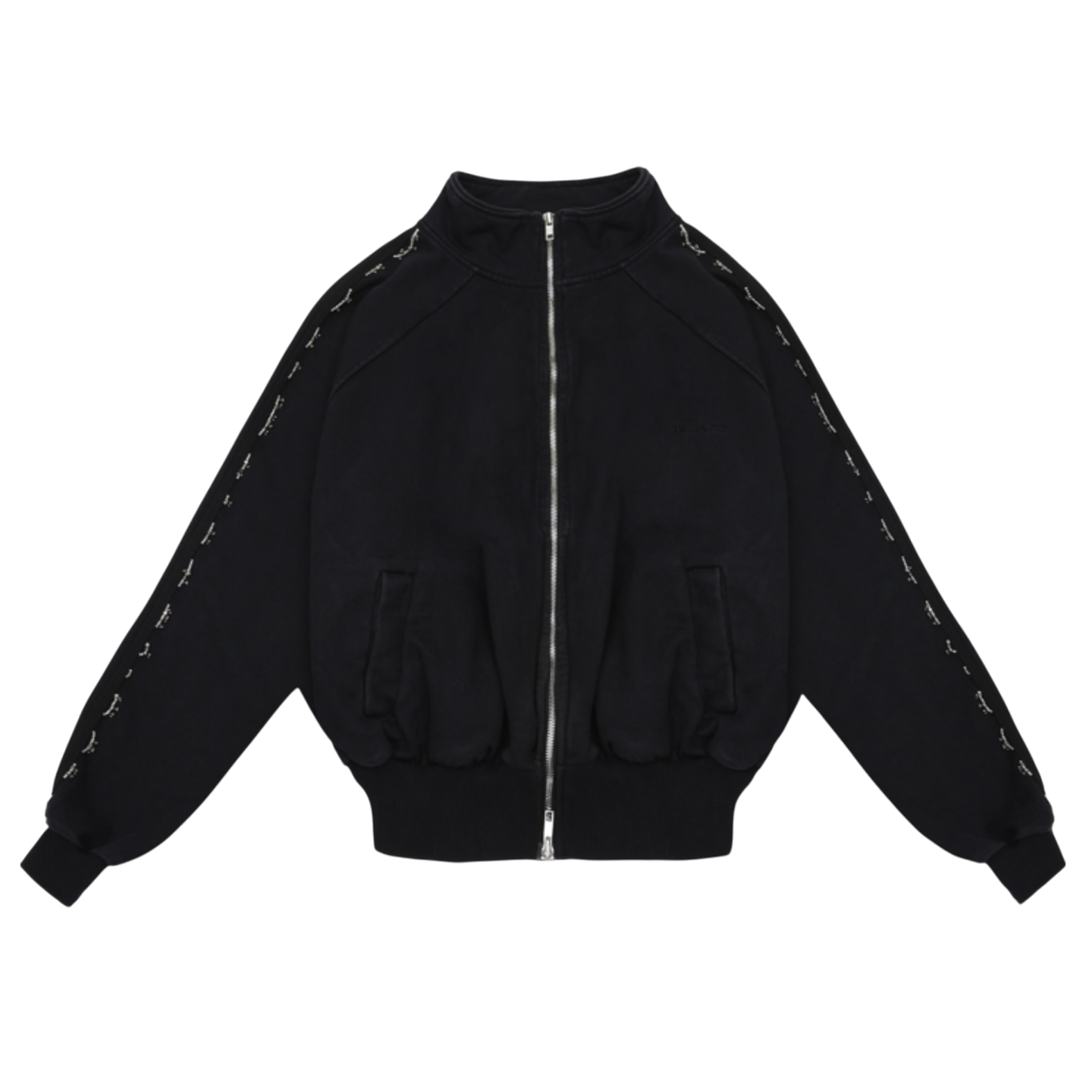 Beaded Track Jacket in Pigment Washed Black – L'Oeuvre