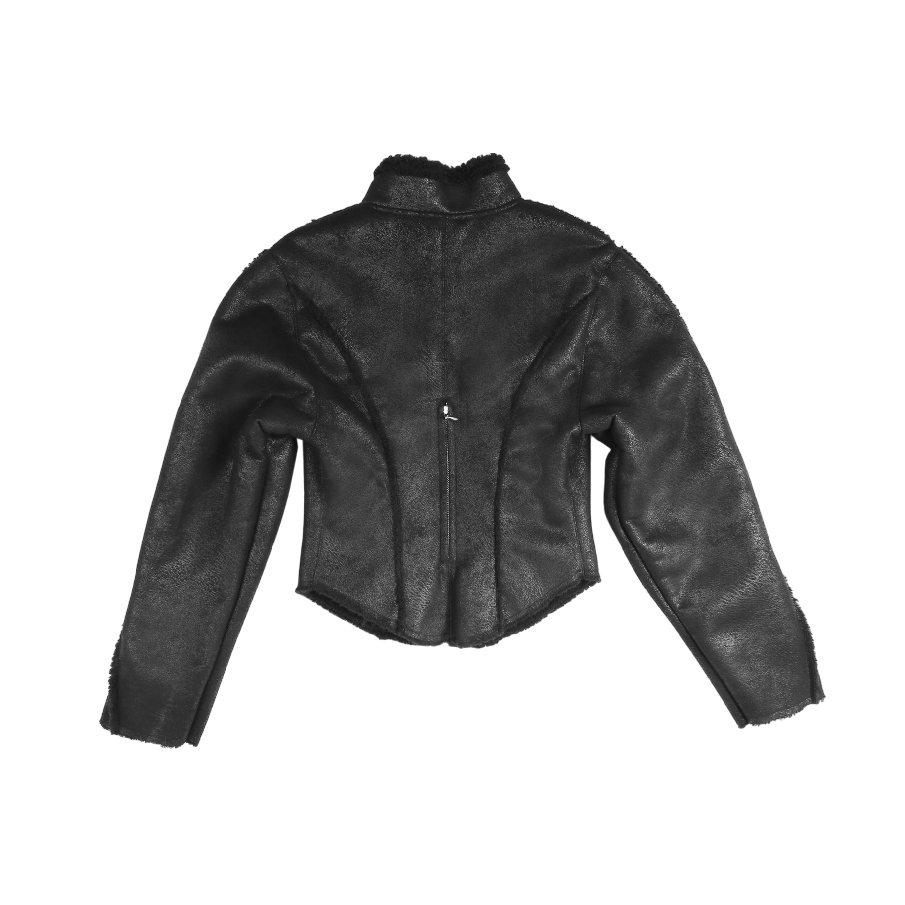【604SERVICE】MOTORCYCLE SHEARLING JACKET IN BLACK Motorcycle Shearling Jacketing in Black – L'Oeuvre