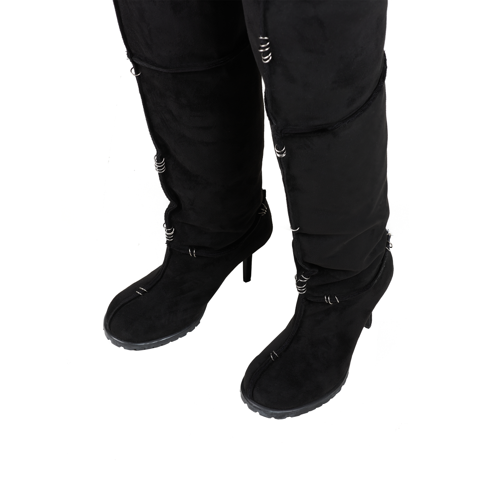 【604SERVICE】 PIERCED THIGH-HIGH SUEDE SHEARLING BOOTS Pierced Thigh-High Suede Shearling Boots ( Made-to-Order