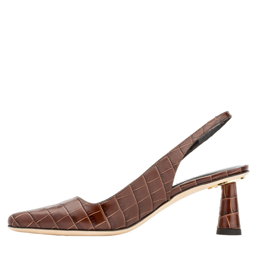 BY FAR Diana Nutella Croco Embossed Leather – L'Oeuvre